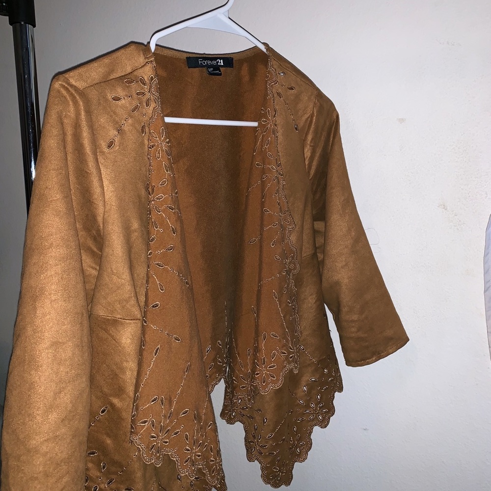 Brown Suede Cardigan (Forever 21)